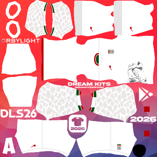 Kit / Équipement Domicile Iran 2026 Dream League Soccer / DLS 2026 512x512 PNG