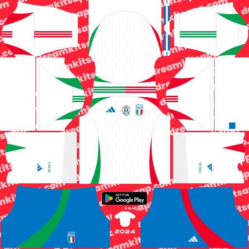 Kit / Uniforme Visitante Italia 2024 Dream League Soccer 2019 / FTS