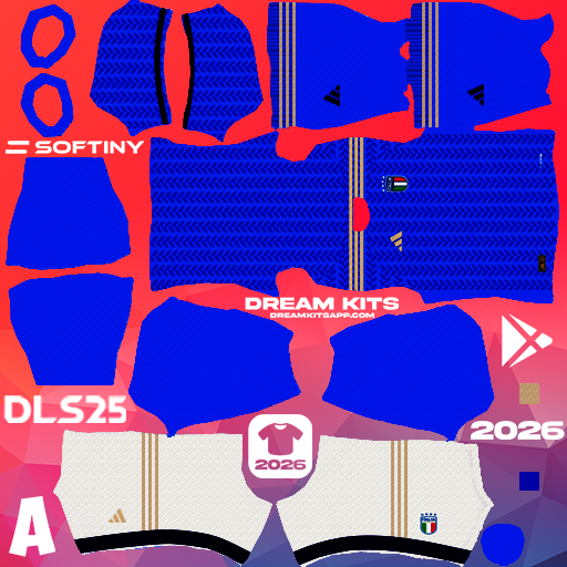 Kit Home Italia 2026 Dream League Soccer / DLS 2025 512x512 PNG
