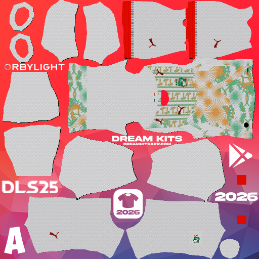 Kit / Uniforme Visita Ivory Coast 2026 Dream League Soccer / DLS 2026 512x512 PNG