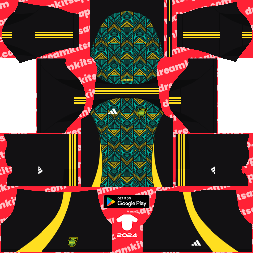 Kit / Uniforme Visitante Jamaica 2024 Dream League Soccer 2019 / FTS