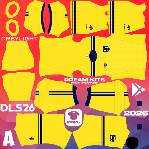 Kit / Equipamento Goleiro Visitante Japan 2026 Dream League Soccer / DLS 2026 512x512 PNG