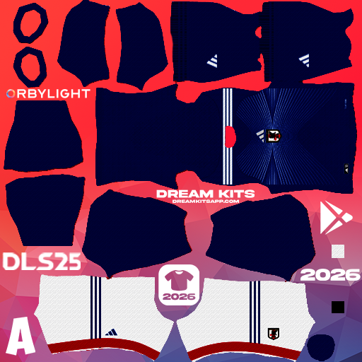 Kit / Équipement Domicile Japan 2026 Dream League Soccer / DLS 2026 512x512 PNG