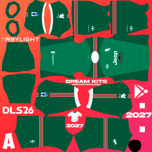 Kit / Équipement Gardien de but Extérieur Juventus 2026-2027 Dream League Soccer / DLS 2026 512x512 PNG