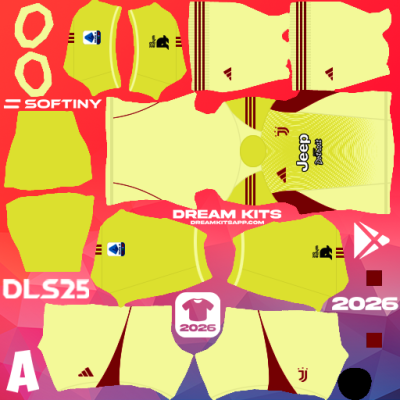 Kit / Equipamento GOL Terceiro Juventus 2025-2026 Dream League Soccer / DLS 2025