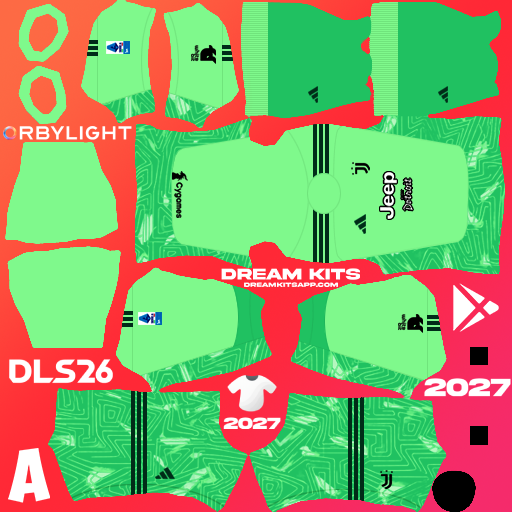 Kit / Équipement Gardien de but Troisième Juventus 2026-2027 Dream League Soccer / DLS 2026 512x512 PNG