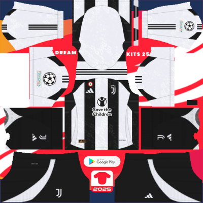 Kit / Uniforme Local Juventus 2024-2025 Dream League Soccer 2019 / FTS