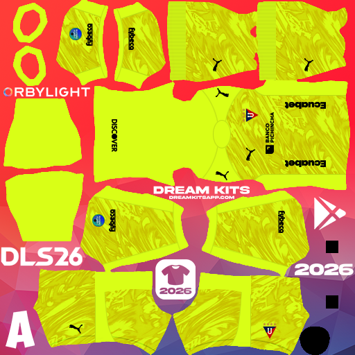 Kit Goalkeeper Away LDU Quito 2026 Dream League Soccer / DLS 2026 512x512 PNG