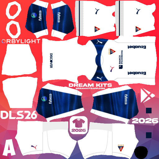 Kit Home LDU Quito 2026 Dream League Soccer / DLS 2026 512x512 PNG