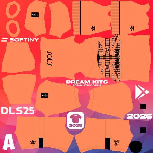 Kit / Uniforme Visita Le Havre 2025-2026 Dream League Soccer / DLS 2026 512x512 PNG