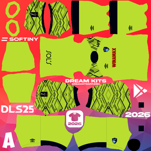 Kit / Uniforme Portero Visita Le Havre 2025-2026 Dream League Soccer / DLS 2026 512x512 PNG