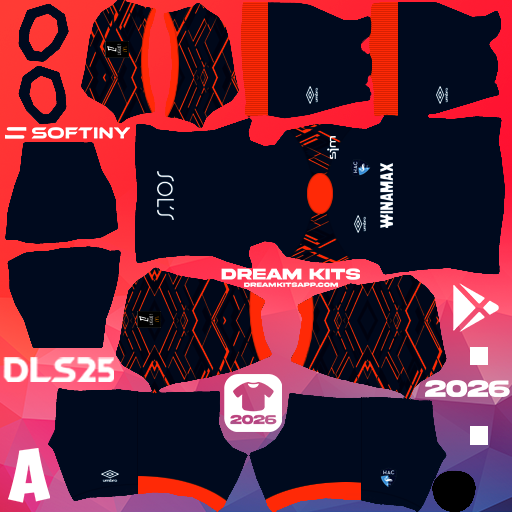 Kit / Uniforme Portero Local Le Havre 2025-2026 Dream League Soccer / DLS 2026 512x512 PNG