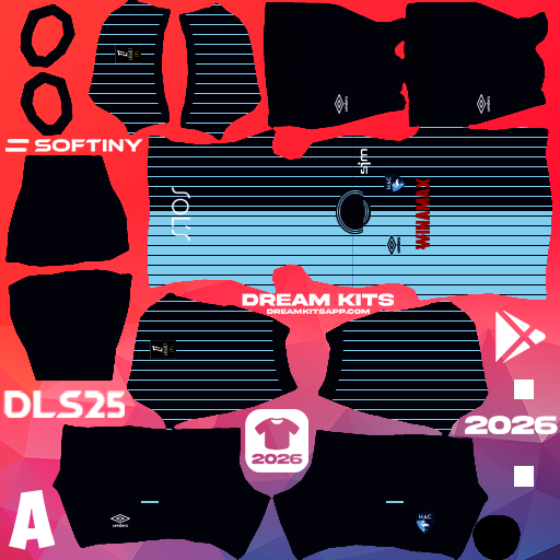 Kit Home Le Havre 2025-2026 Dream League Soccer / DLS 2025 512x512 PNG