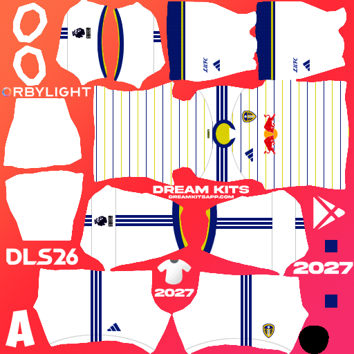Kit / Equipamento Titular Leeds United 2026-2027 Dream League Soccer / DLS 2026 512x512 PNG