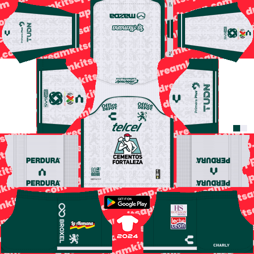 Kit / Uniforme Visitante Leon FC 2024-2025 Dream League Soccer 2019 / FTS