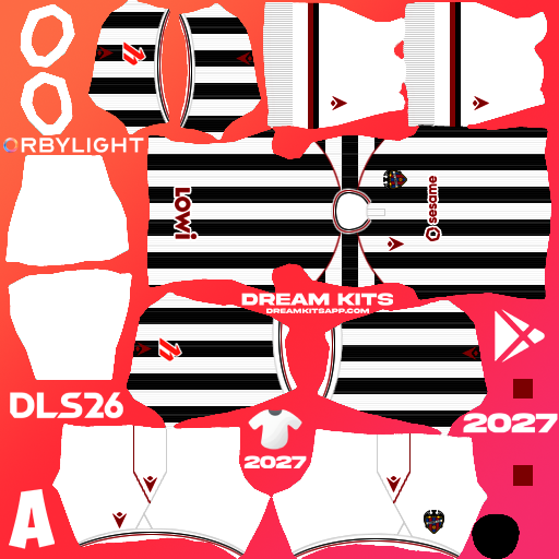 Kit / Uniforme Visita Levante UD 2026-2027 Dream League Soccer / DLS 2026 512x512 PNG