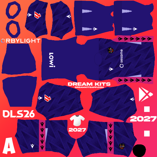 Kit / Uniforme Portero Tercero Levante UD 2026-2027 Dream League Soccer / DLS 2026 512x512 PNG