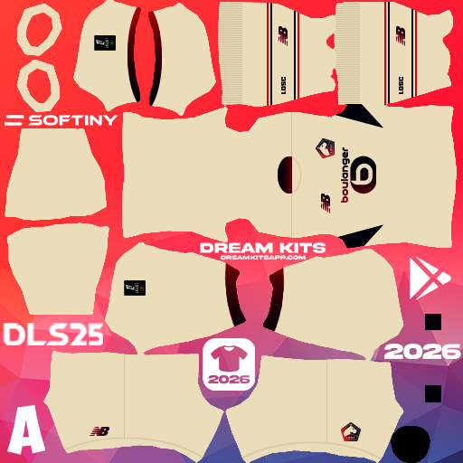Kit / Équipement Extérieur LOSC Lille 2025-2026 Dream League Soccer / DLS 2026 512x512 PNG