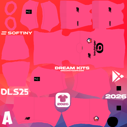 Kit / Équipement Gardien de but Extérieur LOSC Lille 2025-2026 Dream League Soccer / DLS 2026 512x512 PNG