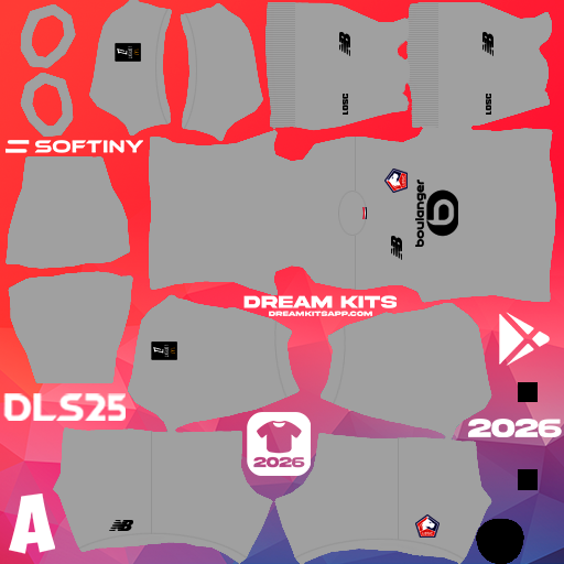 Kit / Équipement Gardien de but Troisième LOSC Lille 2025-2026 Dream League Soccer / DLS 2026 512x512 PNG