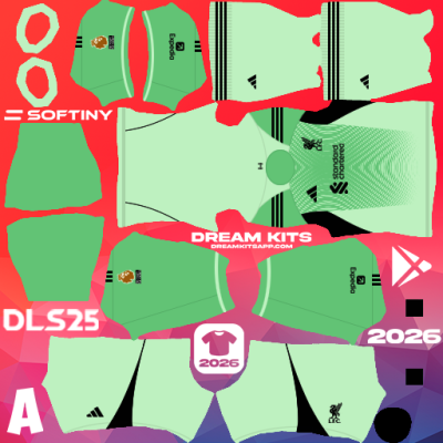 Kit GK Away Liverpool 2025-2026 Dream League Soccer / DLS 2025