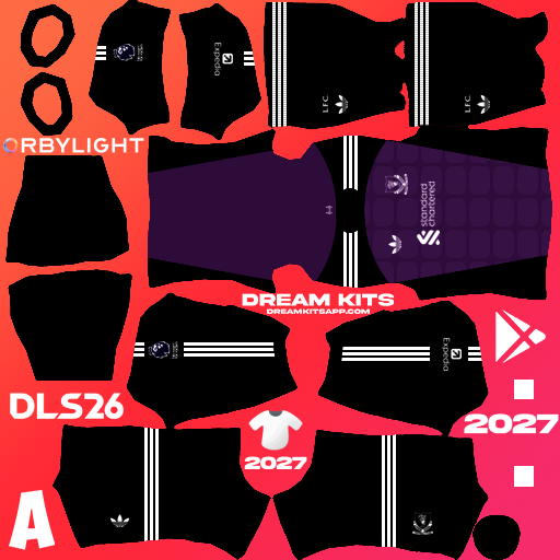 Kit / Uniforme Portero Visita Liverpool 2026-2027 Dream League Soccer / DLS 2026 512x512 PNG