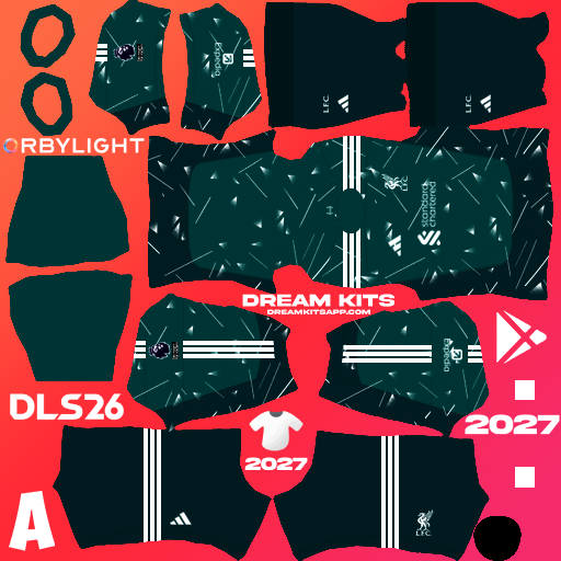 Kit / Uniforme Portero Local Liverpool 2026-2027 Dream League Soccer / DLS 2026 512x512 PNG