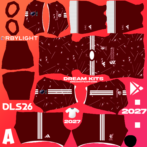 Kit / Equipamento Titular Liverpool 2026-2027 Dream League Soccer / DLS 2026 512x512 PNG