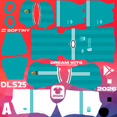 Kit / Uniforme Tercero Liverpool 2025-2026 Dream League Soccer / DLS 2025