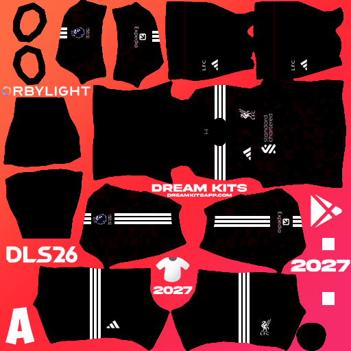 Kit / Uniforme Tercero Liverpool 2026-2027 Dream League Soccer / DLS 2026 512x512 PNG