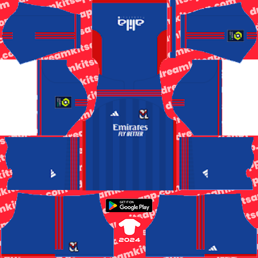 Lyon Away kit 2023-2024 Dream League Soccer 2019 / FTS