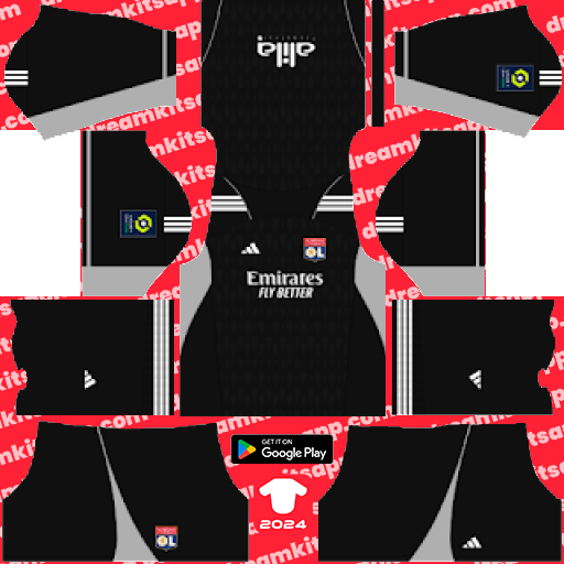 Lyon GK Away kit 2023-2024 Dream League Soccer 2019 / FTS