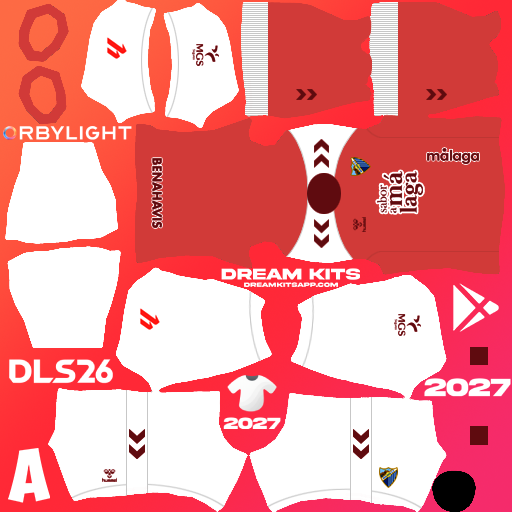 Kit / Equipamento Visitante Málaga CF 2026-2027 Dream League Soccer / DLS 2026 512x512 PNG
