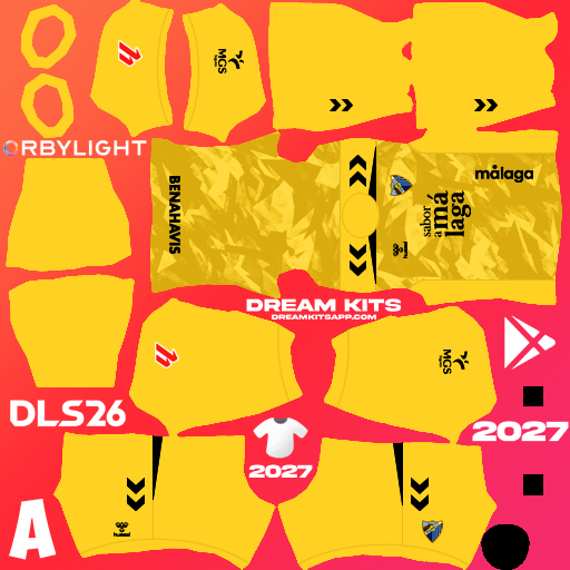 Kit / Equipamento Goleiro Visitante Málaga CF 2026-2027 Dream League Soccer / DLS 2026 512x512 PNG