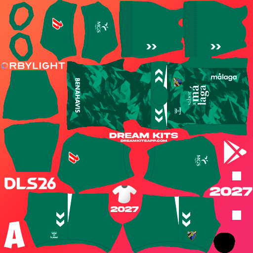 Kit / Equipamento Goleiro Terceiro Málaga CF 2026-2027 Dream League Soccer / DLS 2026 512x512 PNG