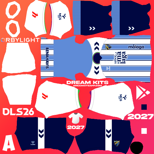 Kit / Uniforme Local Málaga CF 2026-2027 Dream League Soccer / DLS 2026 512x512 PNG