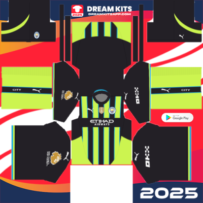 Kit / Equipamento Visitante Manchester City 2024-2025 Dream League Soccer Clássico