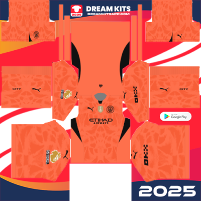 Kit / Equipamento GOL Titular Manchester City 2024-2025 Dream League Soccer Clássico