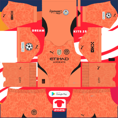 Manchester City GK Home kit 2024-2025 Dream League Soccer 2019 / FTS