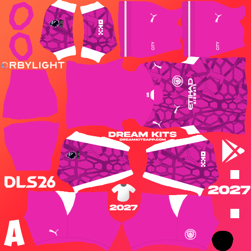 Kit / Uniforme Portero Tercero Manchester City 2026-2027 Dream League Soccer / DLS 2026 512x512 PNG