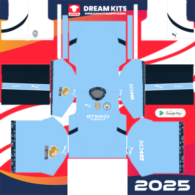 Kit / Equipamento Titular Manchester City 2024-2025 Dream League Soccer Clássico