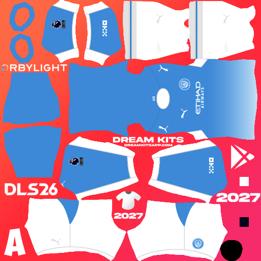Kit / Equipamento Titular Manchester City 2026-2027 Dream League Soccer / DLS 2026 512x512 PNG