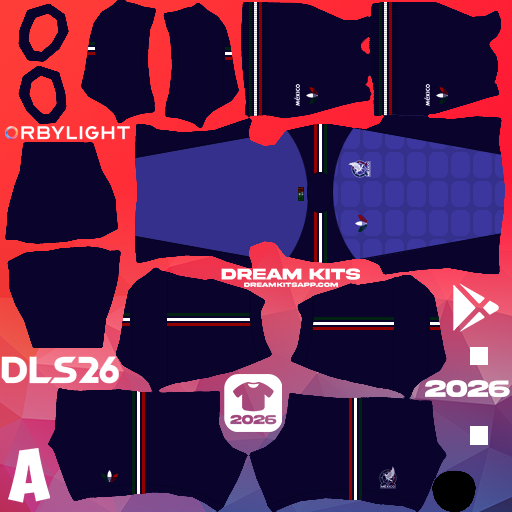 Kit / Équipement Gardien de but Extérieur México 2026 Dream League Soccer / DLS 2026 512x512 PNG