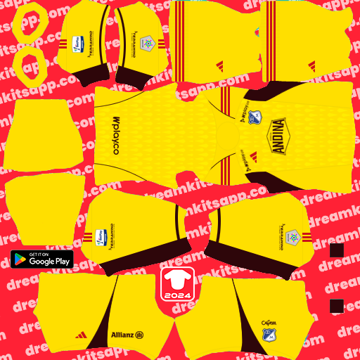 Kit / Uniforme POR Visitante Millonarios FC 2024 Dream League Soccer 2025