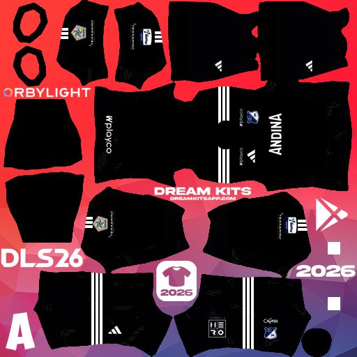 Kit / Uniforme Portero Visita Millonarios FC 2026 Dream League Soccer / DLS 2026 512x512 PNG