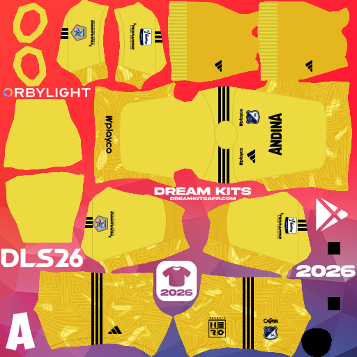 Kit / Uniforme Portero Local Millonarios FC 2026 Dream League Soccer / DLS 2026 512x512 PNG