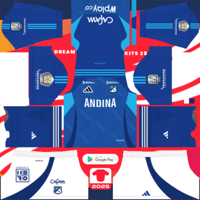 Kit Home Millonarios FC 2025 Dream League Soccer 2019 / FTS