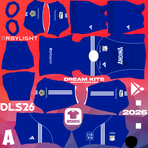 Kit / Uniforme Local Millonarios FC 2026 Dream League Soccer / DLS 2026 512x512 PNG