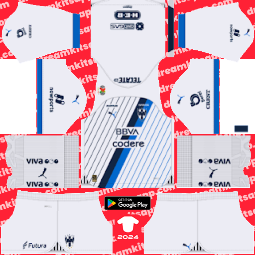 Kit / Uniforme Visitante Monterrey 2023-2024 Dream League Soccer 2019 / FTS