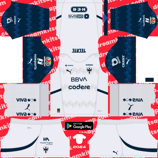 Monterrey Away kit 2024-2025 Dream League Soccer 2019 / FTS